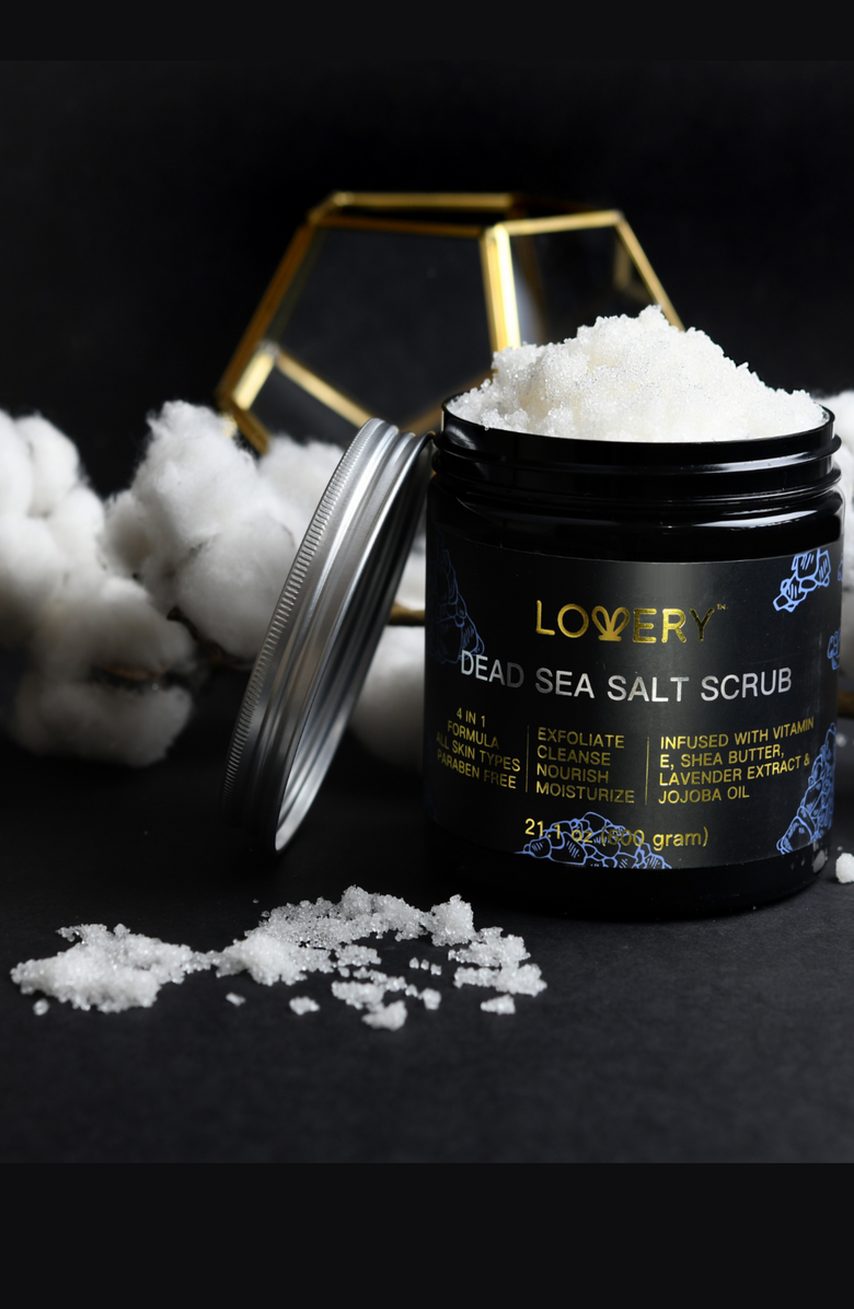 Lovery Lavender Dead Sea Salt Scrub - 22oz Skin Exfoliation, Alternate, color, Black