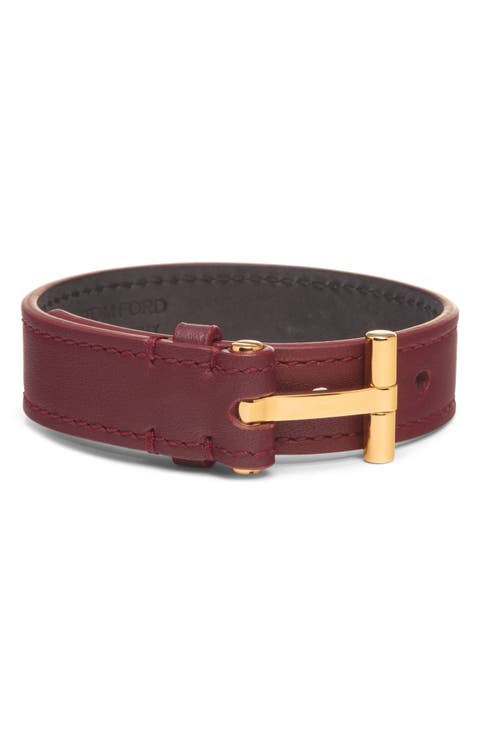 Men's Smooth Leather T Bracelet