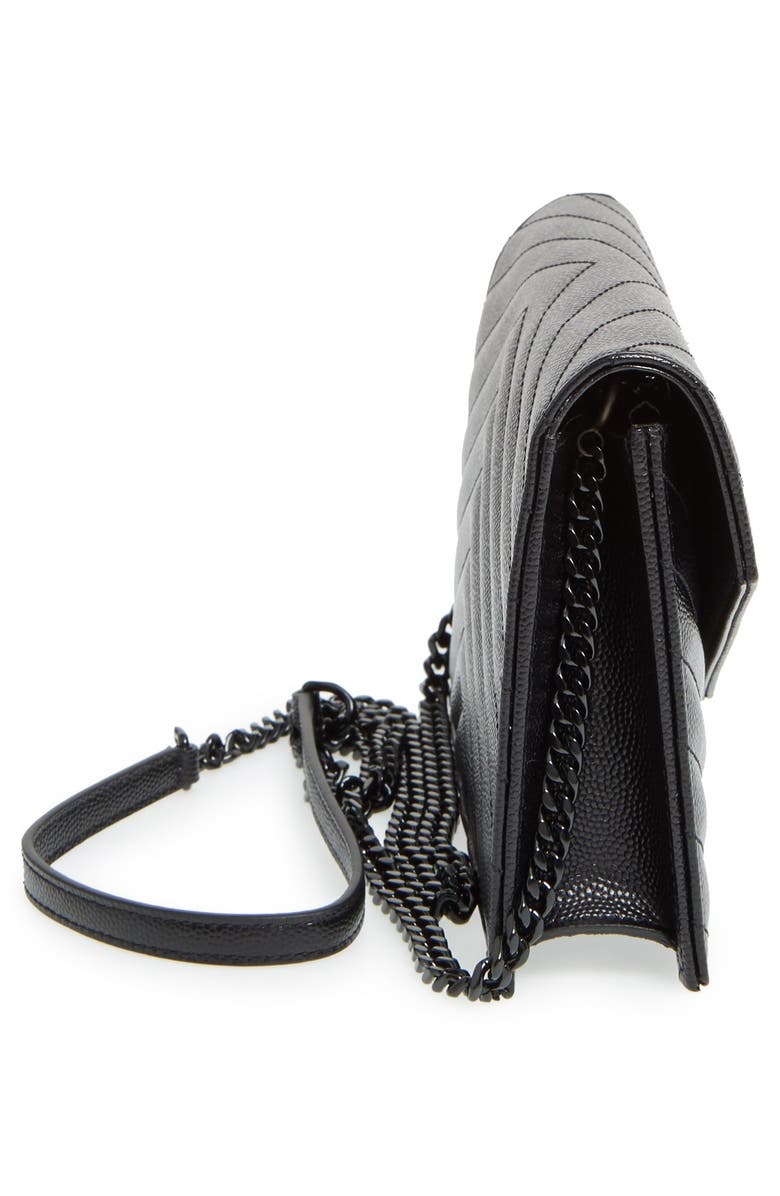 Saint Laurent Quilted Leather Wallet on a Chain, Alternate, color, 