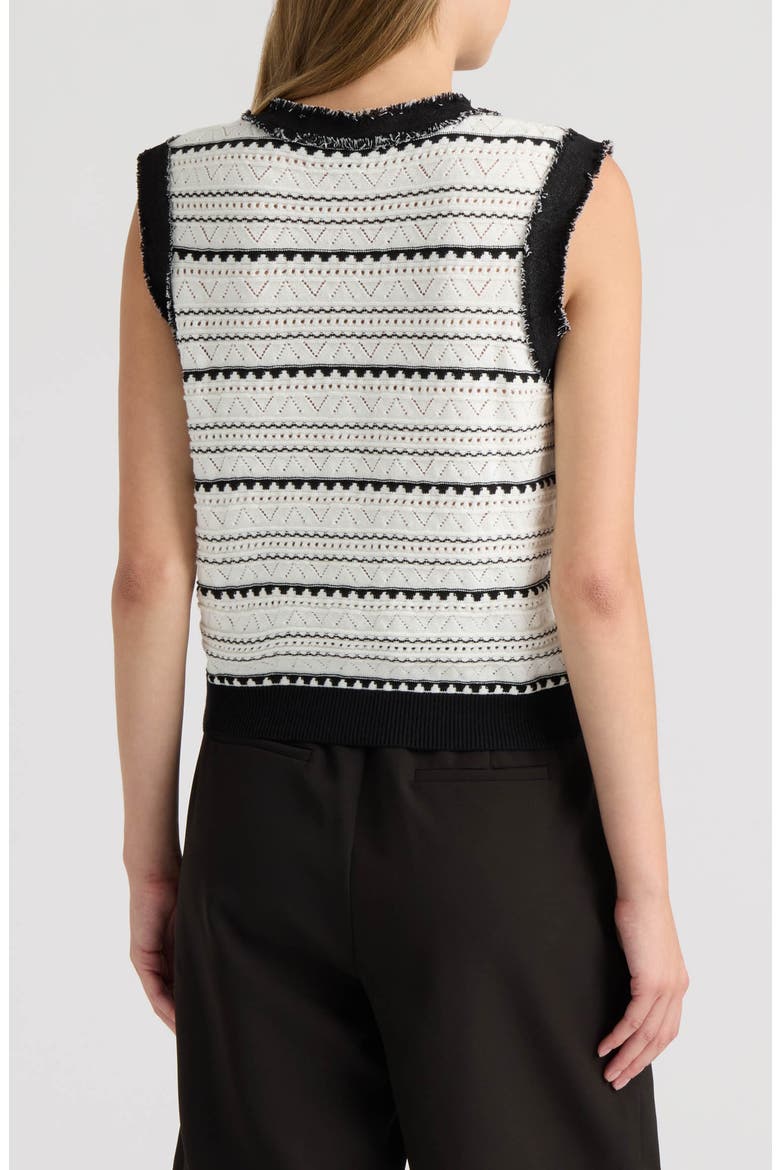 Pointelle Sweater Vest, Alternate, color, MARSHMALLOW/ BLACK