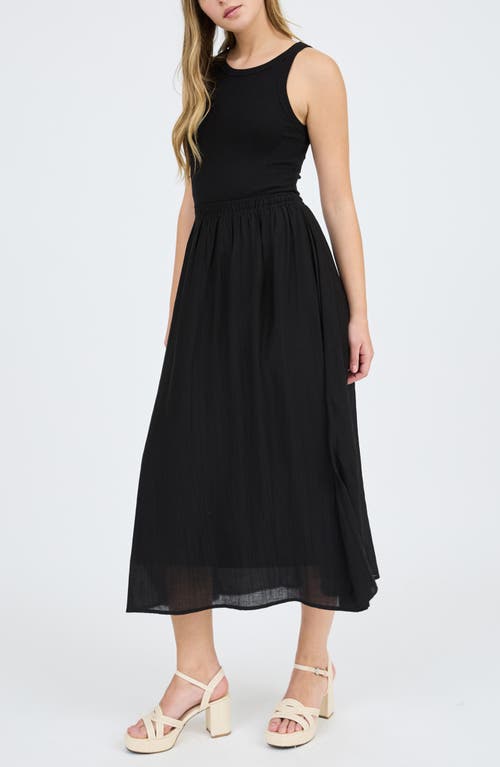 BLU PEPPER BLU PEPPER MIXED MEDIA MIDI DRESS