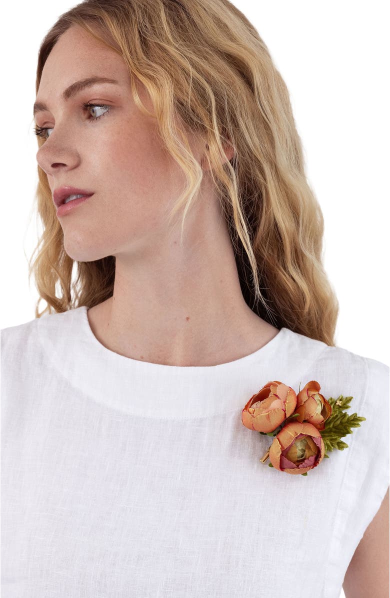Helena Simon The Ranunculus Floral Brooch, Alternate, color, Orange