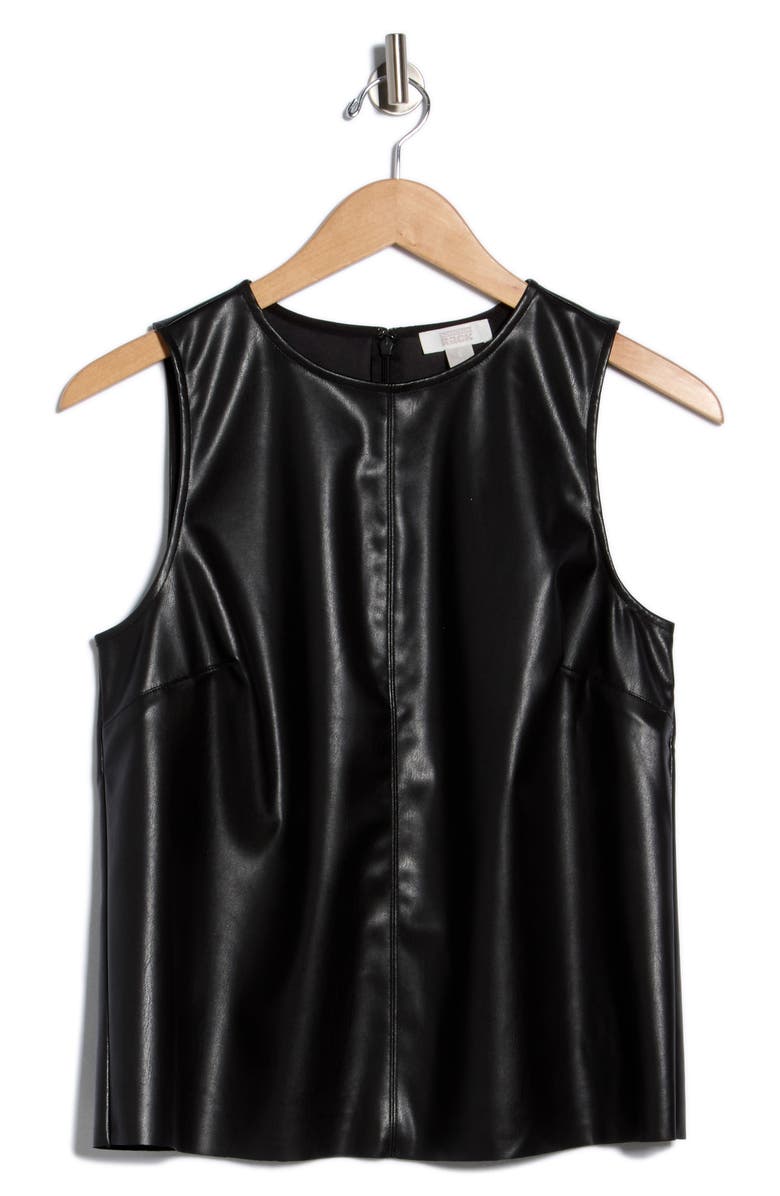 NORDSTROM RACK Faux Leather Tank, Alternate, color, Black