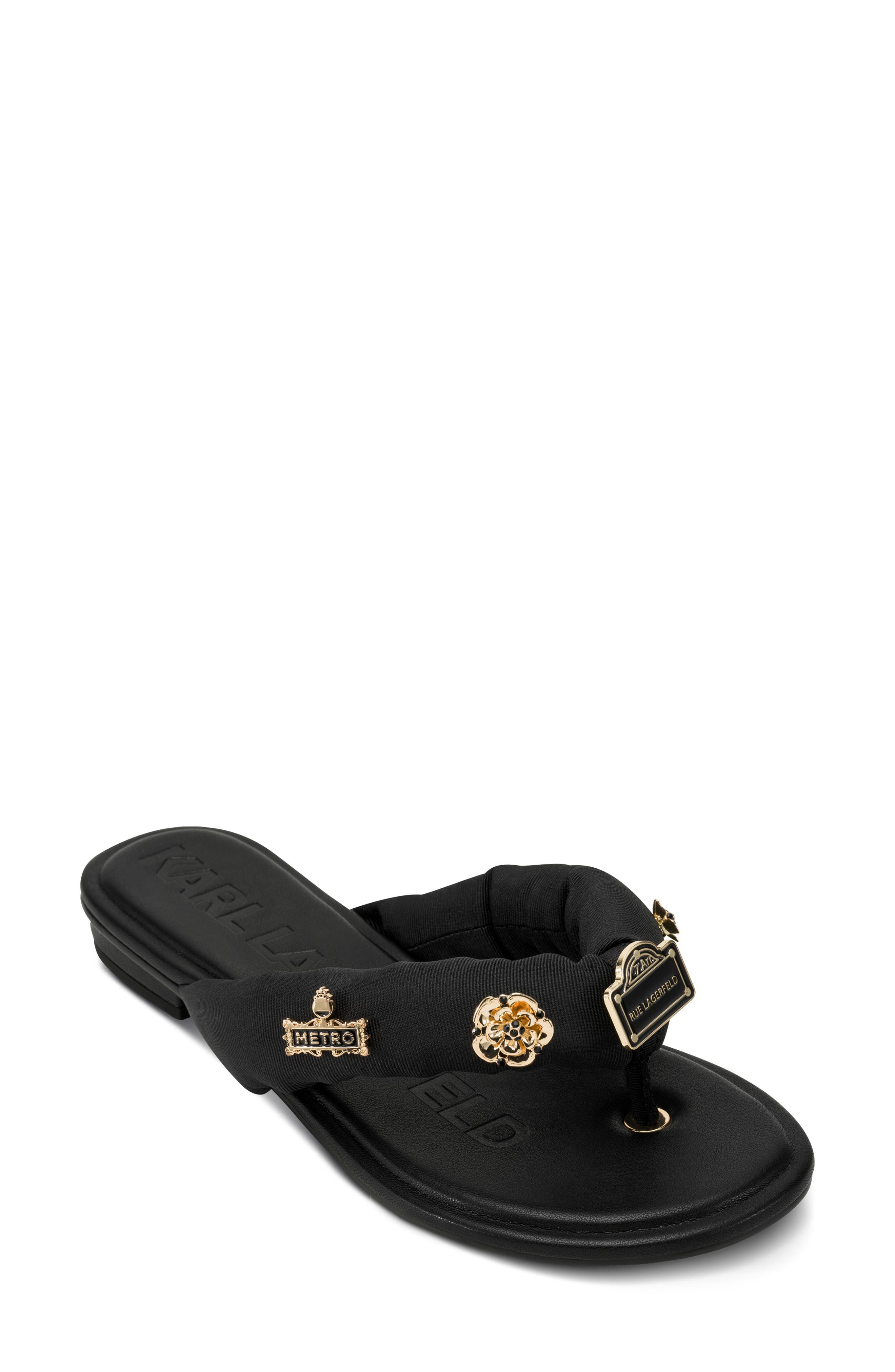 KARL LAGERFELD PARIS Ceejay Rue Pins Flip Flop, Main, color, 