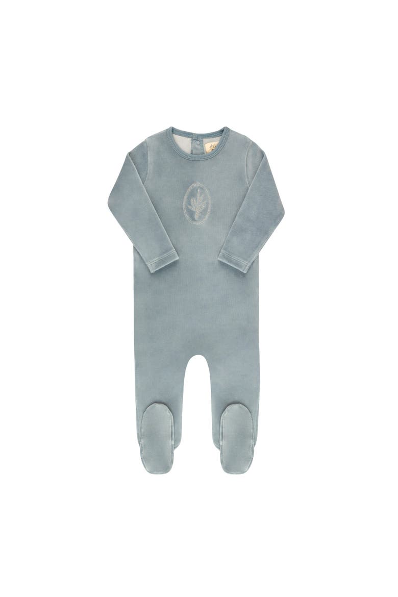 Velour Center Floral Collection - Footie, Main, color, Blue