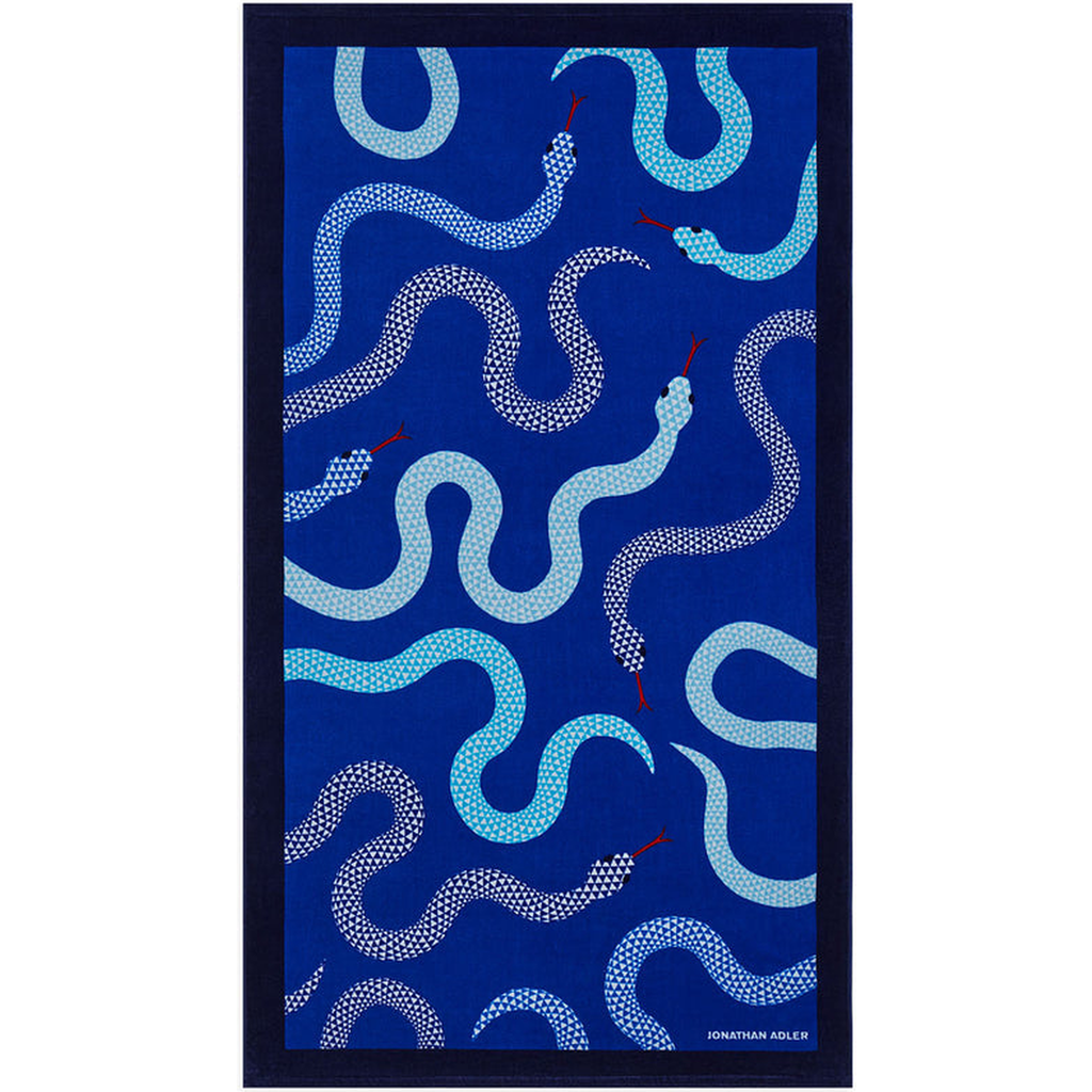 Jonathan Adler Eden Beach Towel In Serpent Chic Blue