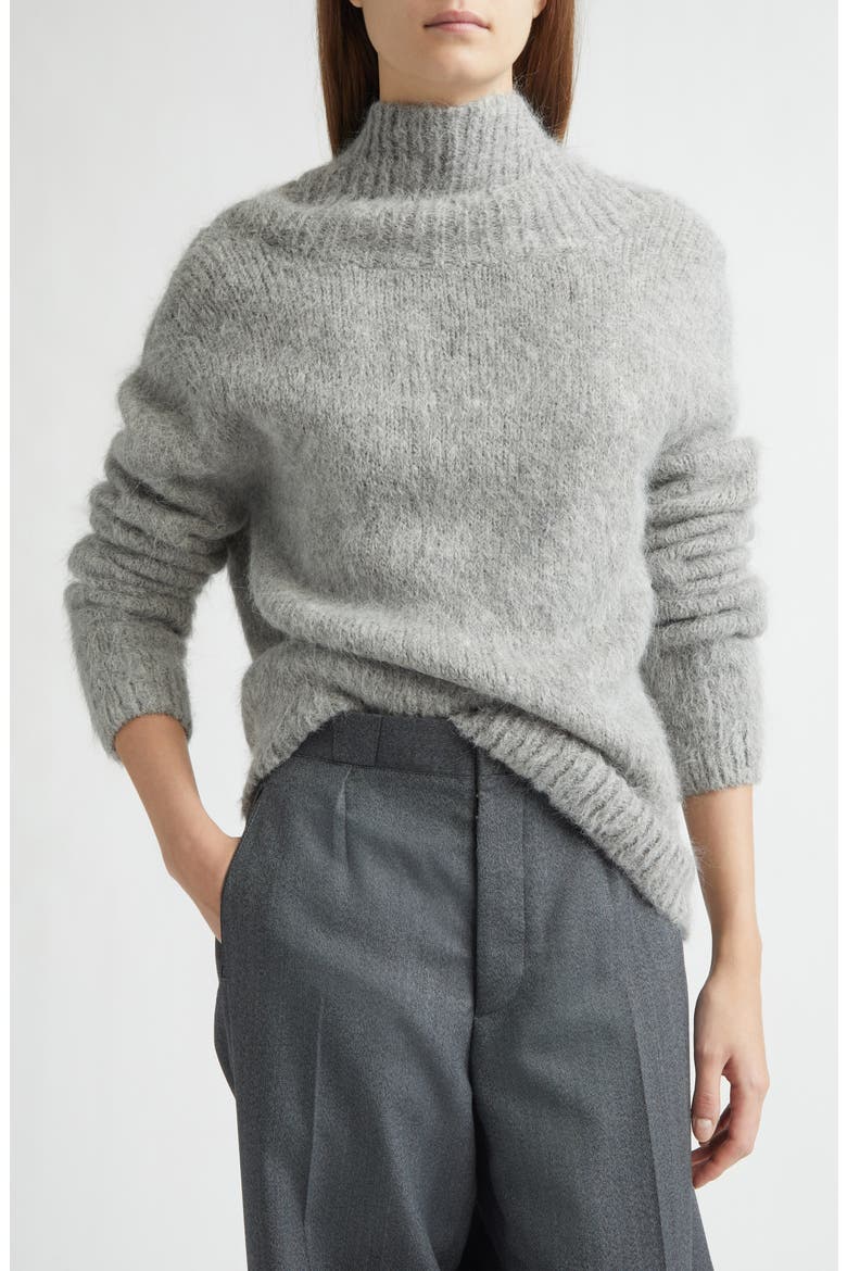 Sonko Reversible Suri Alpaca & Merino Wool Blend Sweater, Main, color, HEATHER GREY