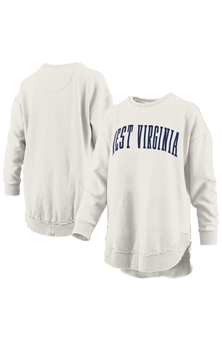 PRESSBOX Women's Pressbox  Oatmeal West Virginia Mountaineers Melange Poncho Vintage Fleece Long Sleeve Pullover Sweatshirt, Main, color, Oatmeal