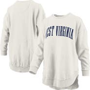 PRESSBOX Women's Pressbox Oatmeal West Virginia Mountaineers Melange Poncho Vintage Fleece Long Sleeve Pullover Sweatshirt