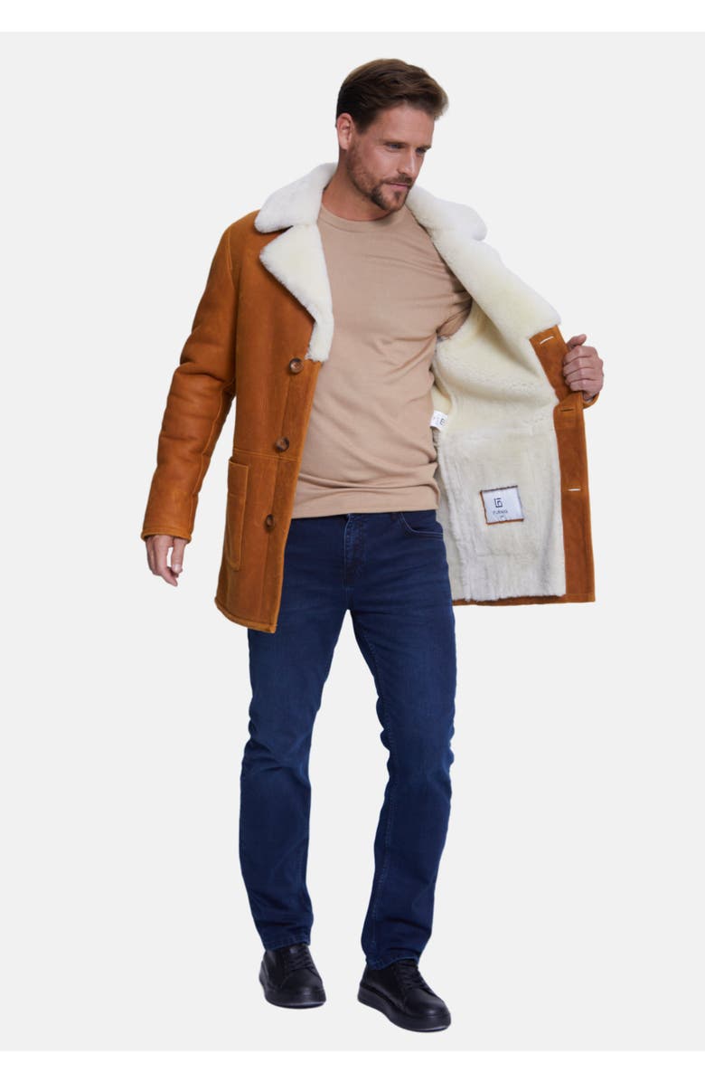 Furniq UK William Shearling Coat, Alternate, color, Whiskey