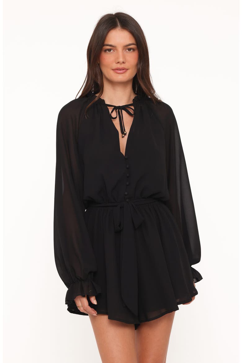 Michelle Long Sleeve Romper, Alternate, color, BLACK