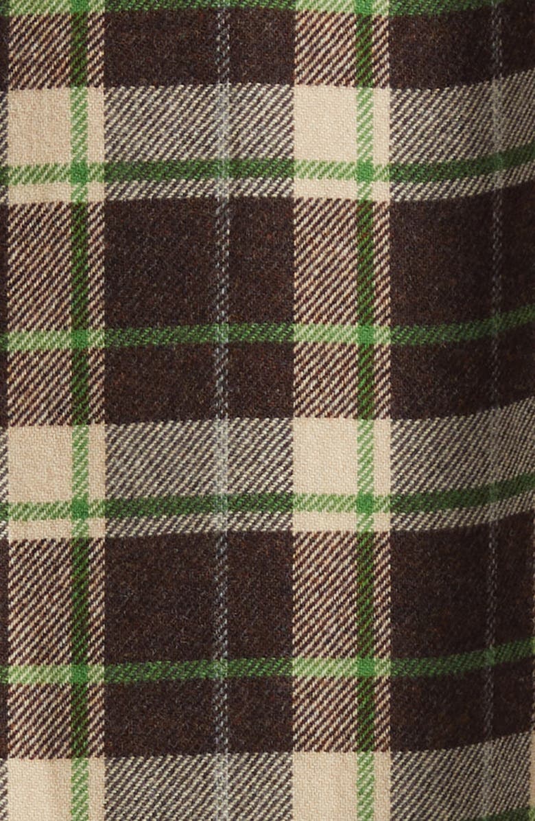 Bode Woodcrest Plaid Wool Flannel Overshirt, Alternate, color, Brown Green