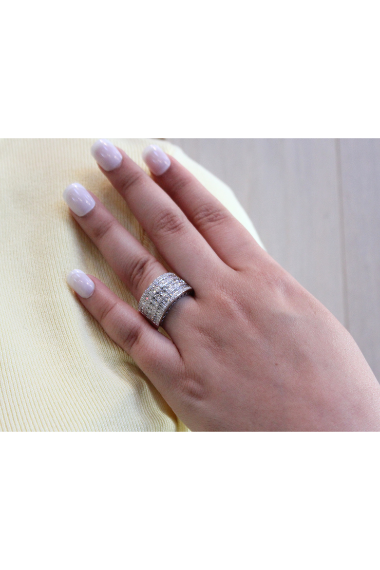 Vero 14K Gold Round Diamond Studded Dome Ring - 1.34cts, Alternate, color, 14K White Gold