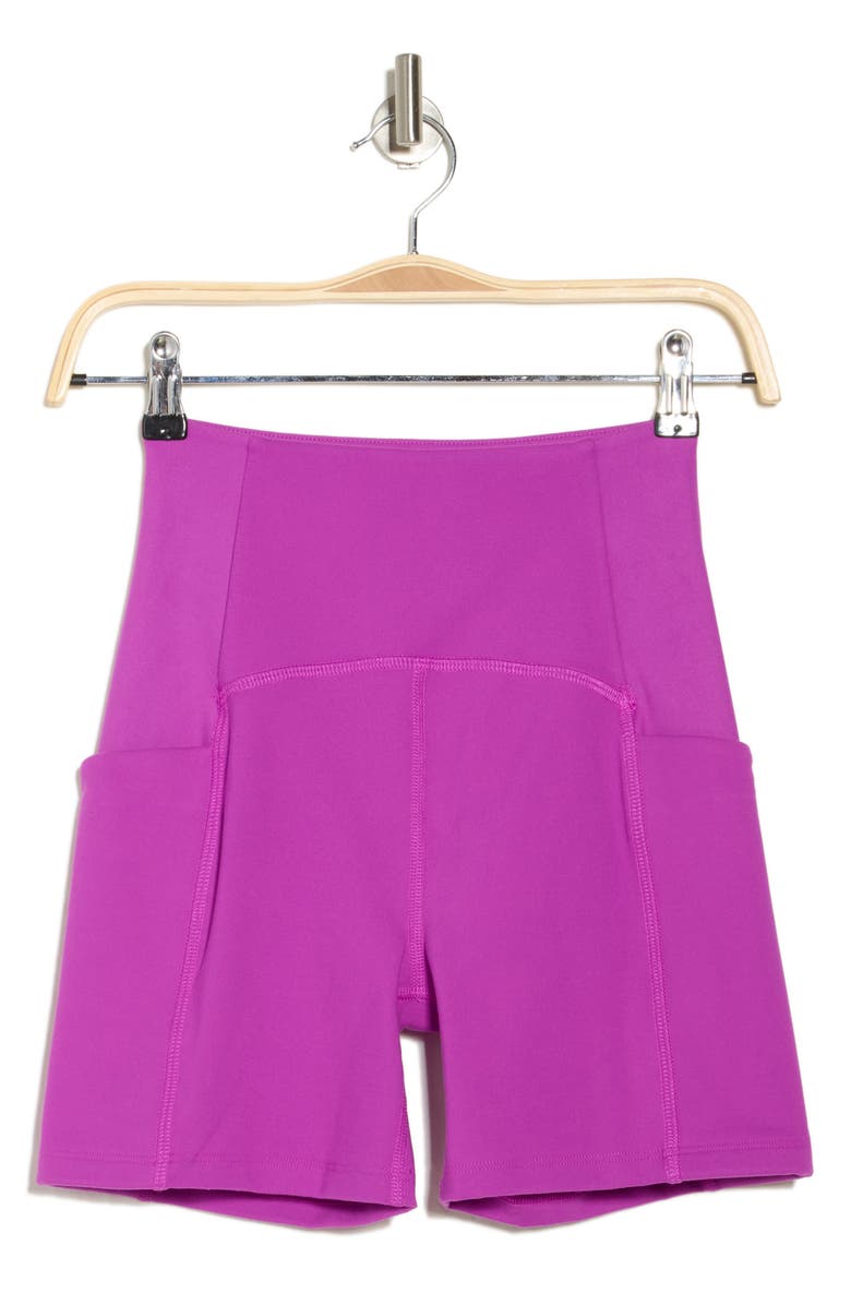 Beyond Yoga POWERBEYOND<sup>™</sup> Strive Pocket Bike Shorts, Alternate, color, Violet Berry