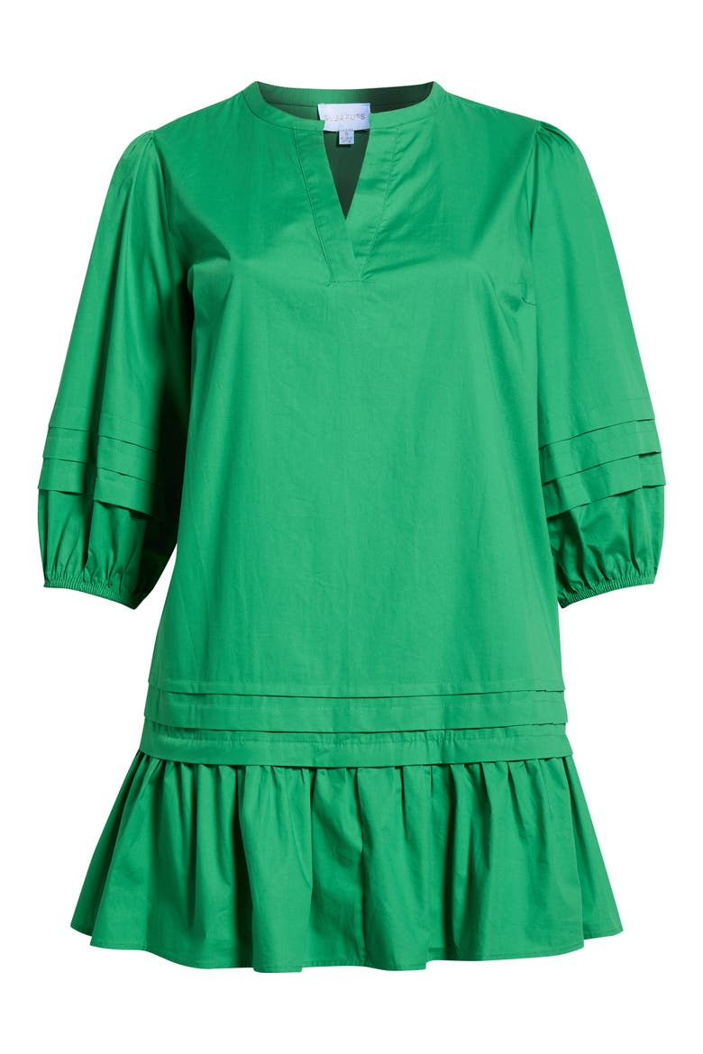 Velma Ruffle Cotton Shift Dress, Alternate, color, GREEN