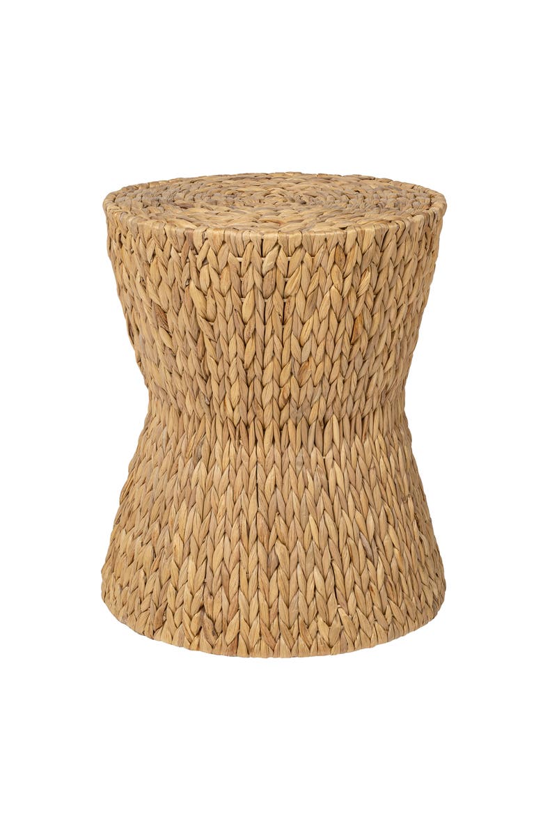 JONATHAN Y Natura 15.75" Coastal Bohemian Handwoven Water Hyacinth Round Hourglass End Table, Main, color, Natural