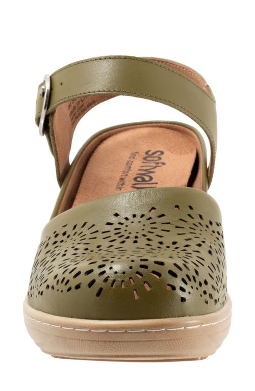 Softwalk ® Mabelle Perf Ankle Strap Platform Wedge Clog In Olive
