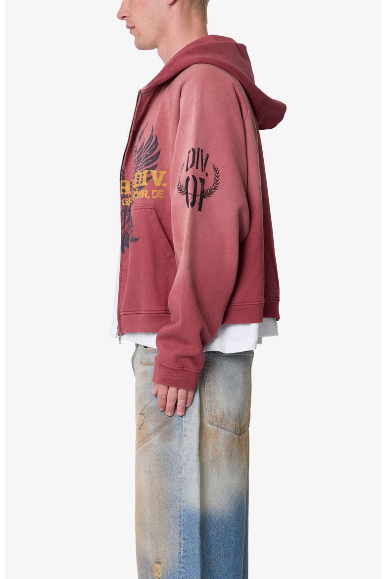 Washed Infantry Cotton Zip-Up Hoodie, Alternate, color, RED
