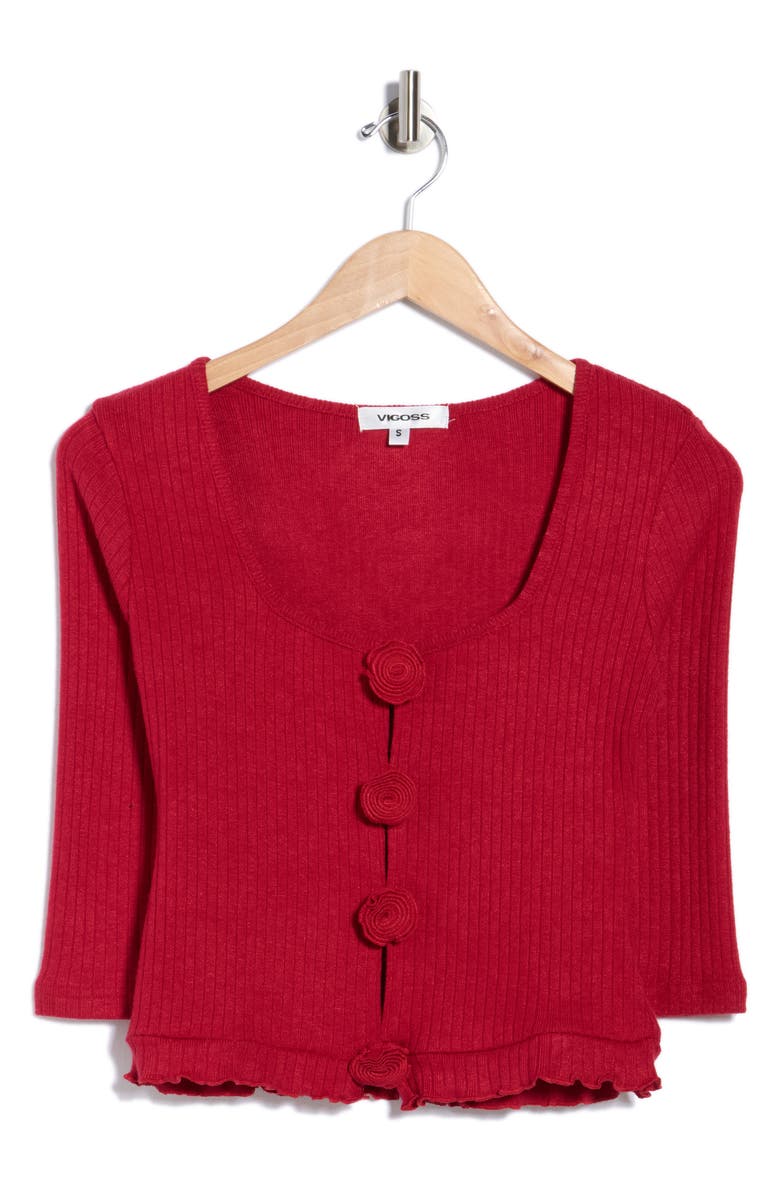 Vigoss Rosette Scoop Neck Knit Top, Alternate, color, Dark Red