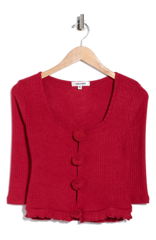 Vigoss Rosette Scoop Neck Knit Top In Red