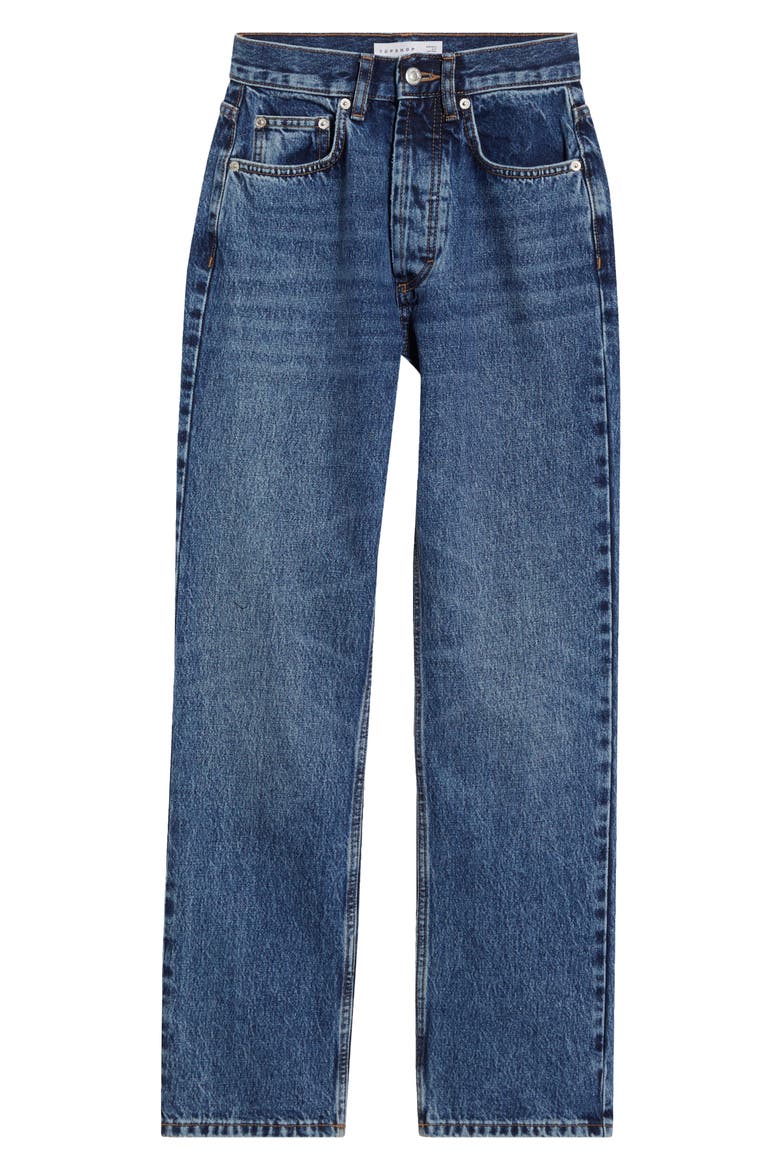 Kort Mid Rise Relaxed Straight Leg Jeans, Alternate, color, MID BLUE