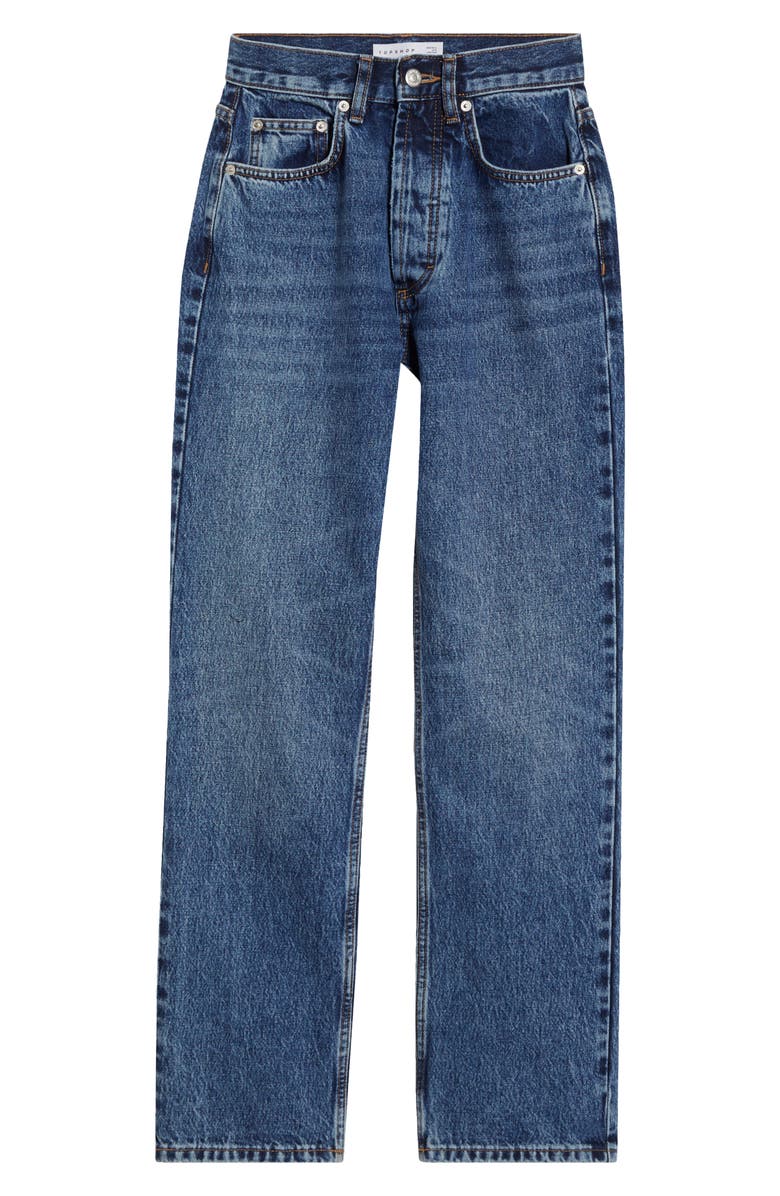 Topshop Kort Mid Rise Relaxed Straight Leg Jeans, Alternate, color, 