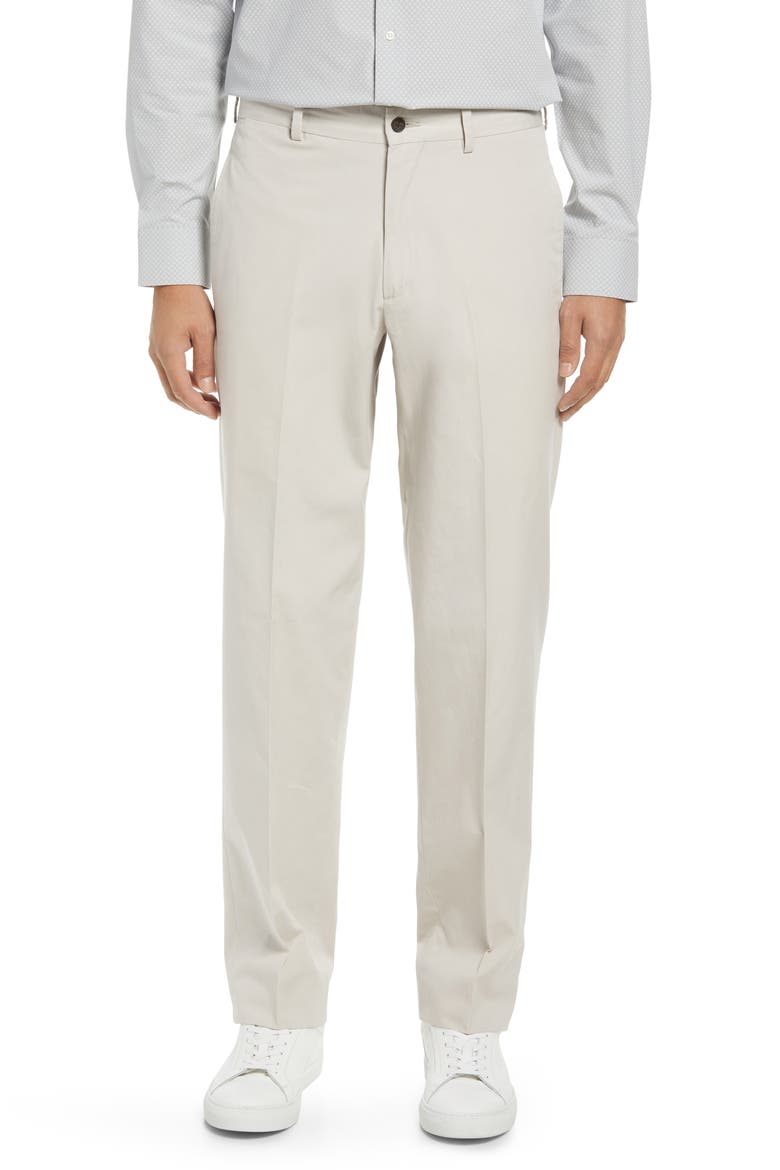 Charleston Khakis Flat Front Cotton Poplin Dress Pants, Main, color, STONE