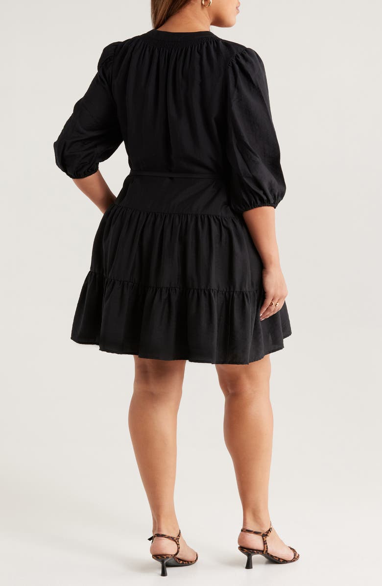 Caslon<sup>®</sup> Tie Neck Tiered Dress, Alternate, color, Black