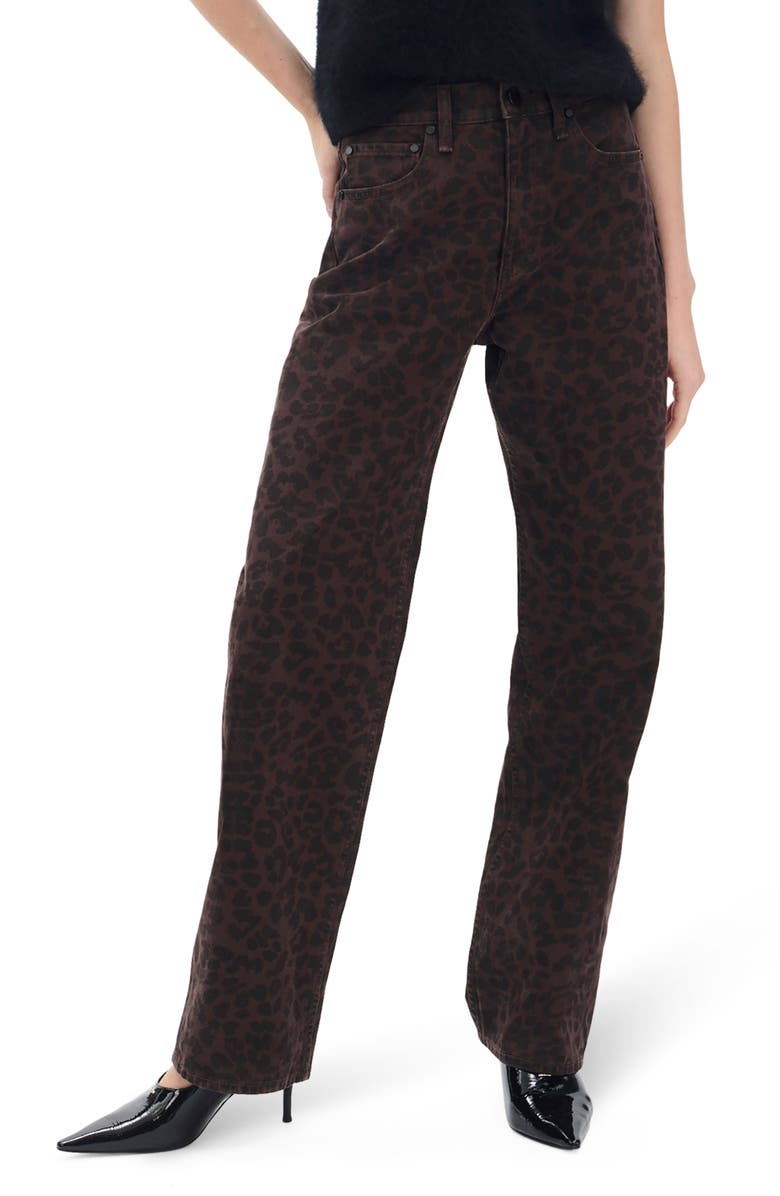 rag & bone Shea High Waist Relaxed Straight Leg Jeans, Main, color, Leopard