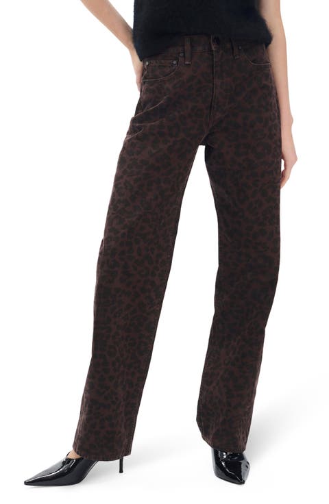 Shea High Waist Relaxed Straight Leg Jeans (Leopard)