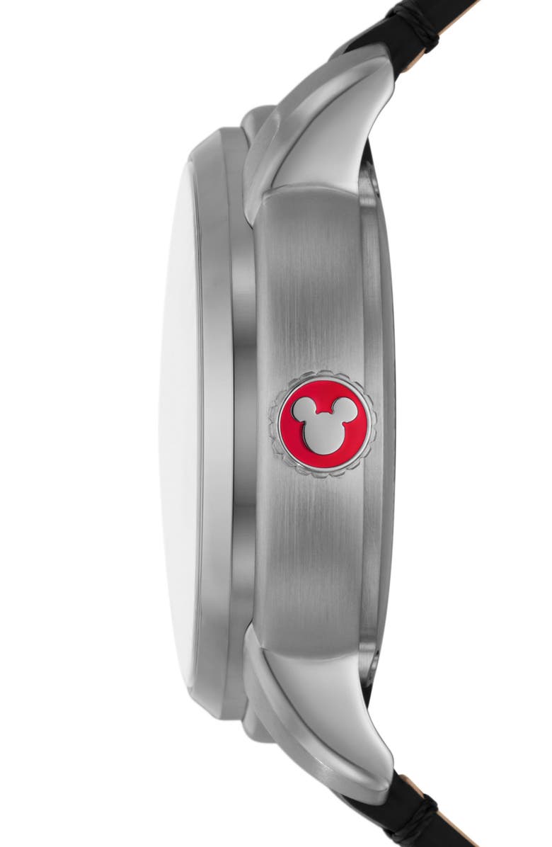 Fossil x Disney Classic Disney Mickey Mouse Leather Strap Watch, Alternate, color,