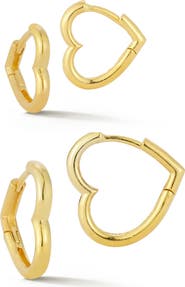 SPHERA MILANO Set Of 2 Heart Huggie Hoop Earrings