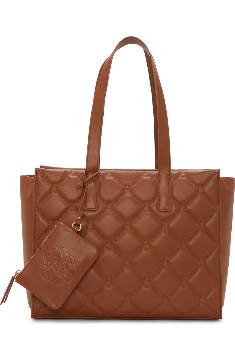 Vince Camuto Barry Quilted Leather Tote, Main, color, Mid Brown