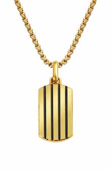 Men's Stripe Dog Tag Pendant Necklace