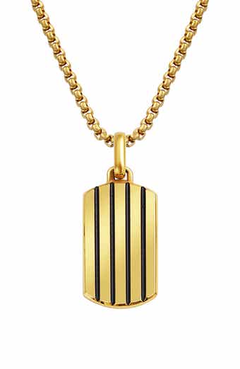 Men's Stripe Dog Tag Pendant Necklace