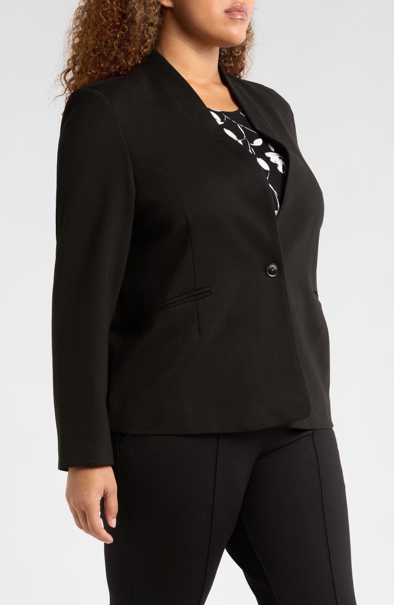 Universal Standard Lennox Padded Shoulder Stretch Ponte Blazer, Alternate, color, Black
