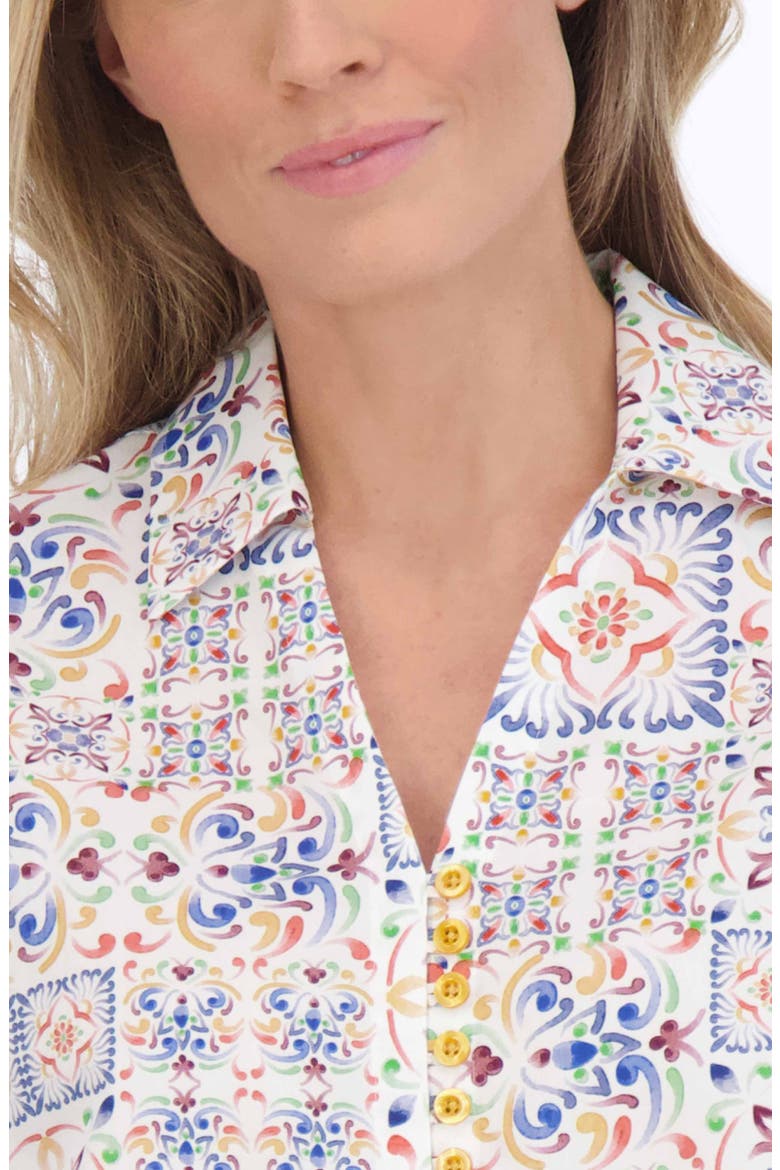 Alexis Watercolor Print Cotton Popover Top, Alternate, color, MULTI