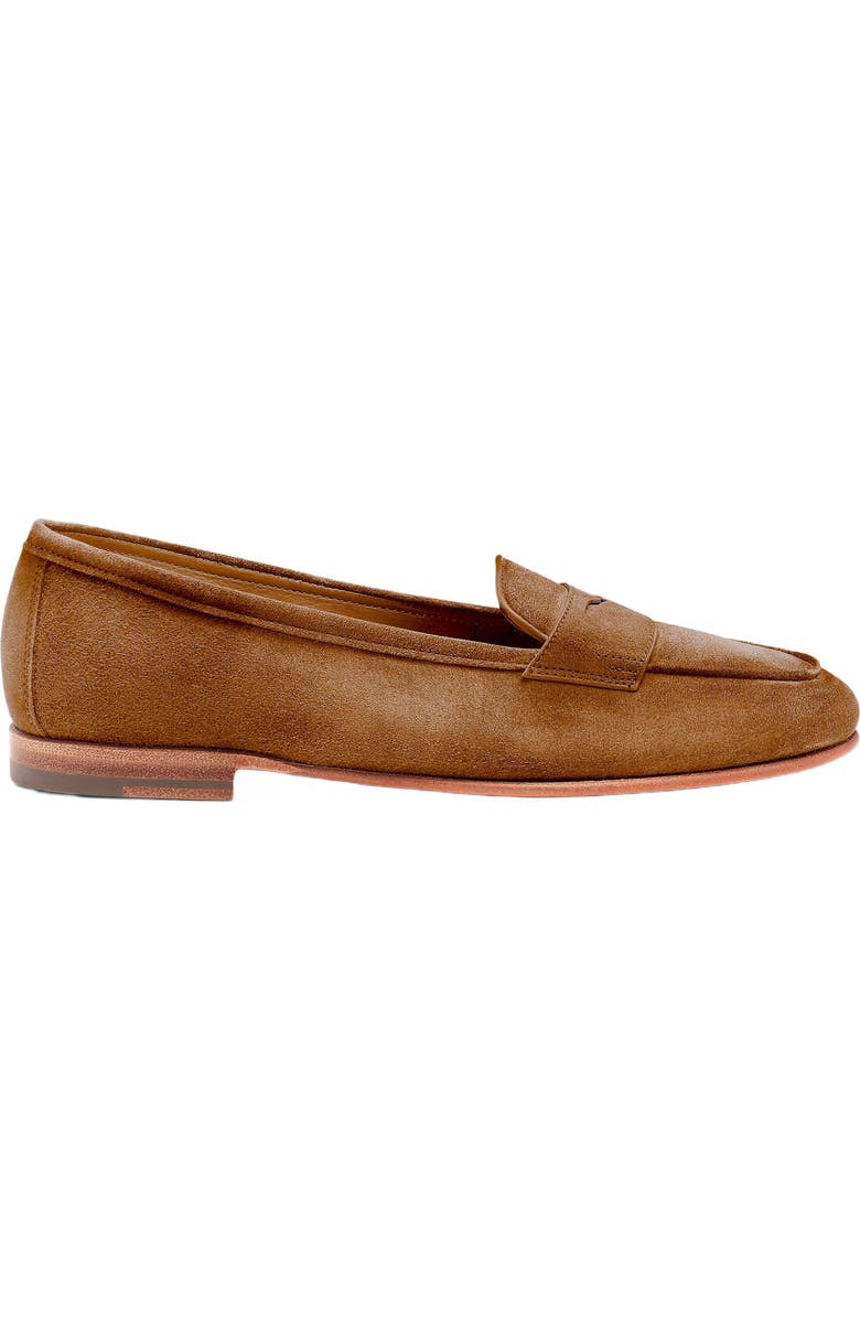Santoni Women's suede Carla loafer, Main, color, Light Brown
