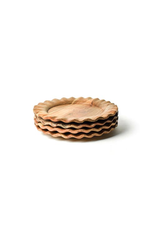 Fundamental Wood Ruffle Platter Set of 4