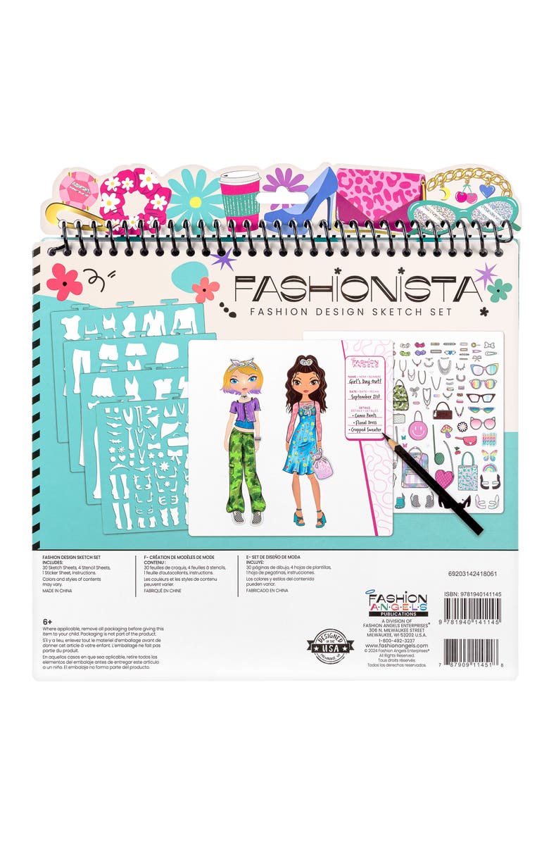 Fashion Angels Sketch Portfolio Set Fashionista Outfit Design Pad, Alternate, color, Multicolored
