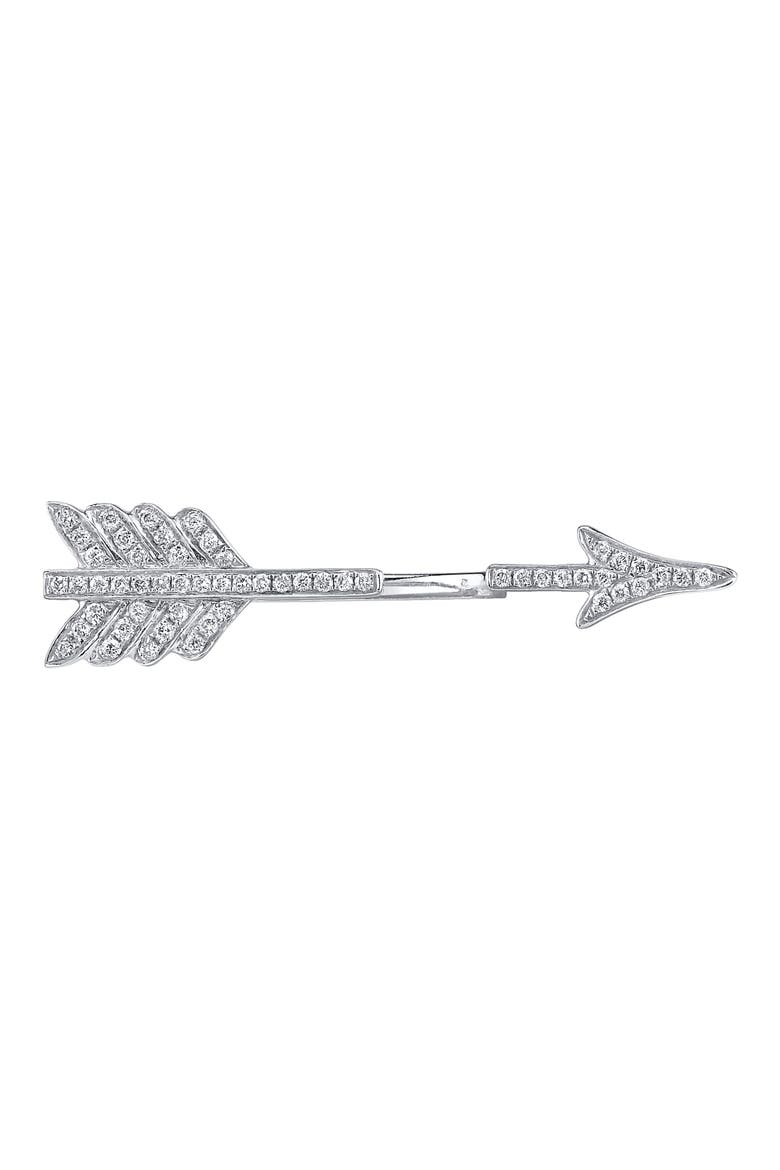 18k Gold Diamond Single Arrow Earring, Main, color, 18K WHITE GOLD