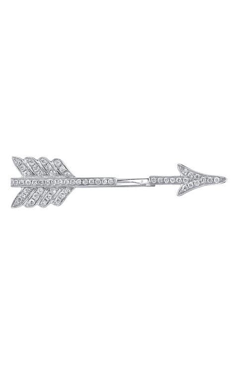 18k Gold Diamond Single Arrow Earring