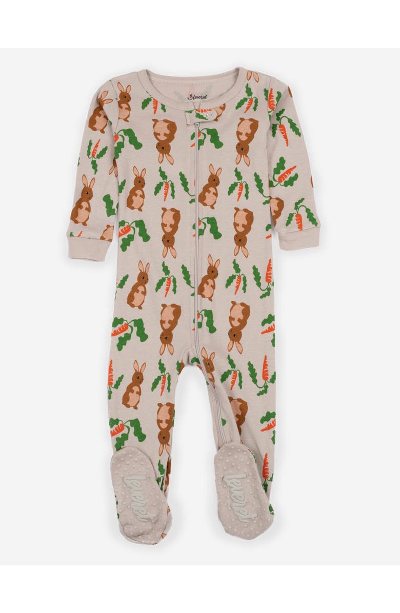 Leveret Kids Footed Cotton Easter Matching Family Pajamas, Bunny Prints, Main, color, Rabbit