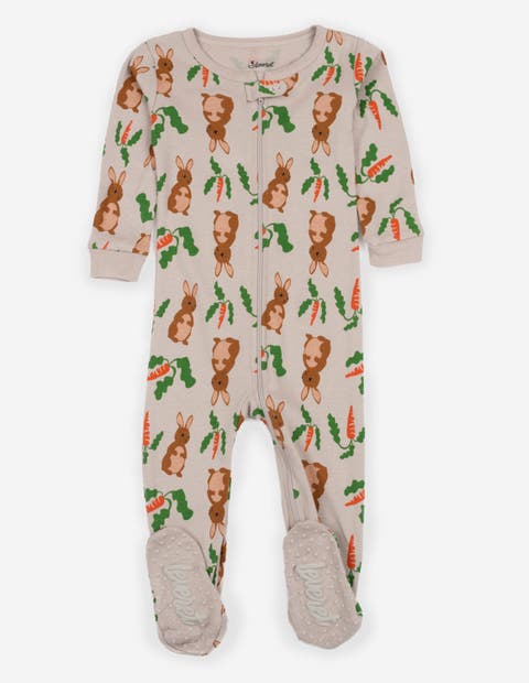 Kids Footed Cotton Easter Matching Family Pajamas, Bunny Prints (Toddler, Little Kid & Big Kid)