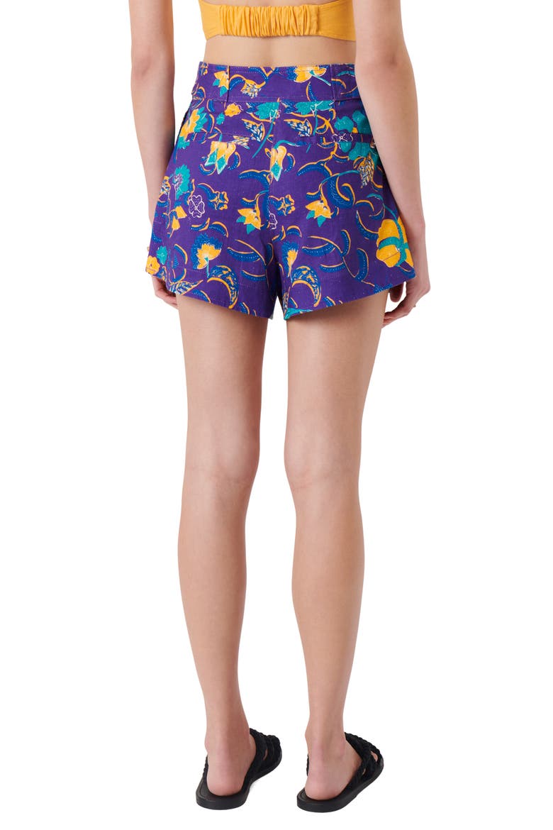 Mika Linen Blend Shorts, Alternate, color, PURPLE MULTI