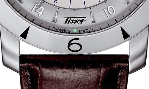 Tissot Heritage Navigator Automatic Leather Strap Watch, 43mm In Brown/silver