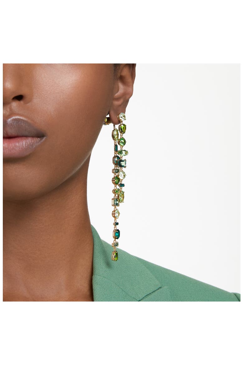 Gema Front/Back Asymmetric Crystal Drop Earrings, Alternate, color, GREEN