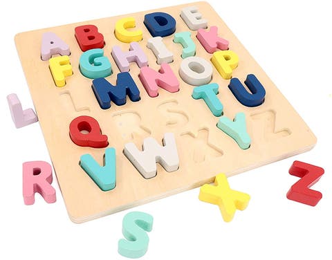 Wooden Chunky Alphabet Puzzle for Toddlers, Preschoolers
