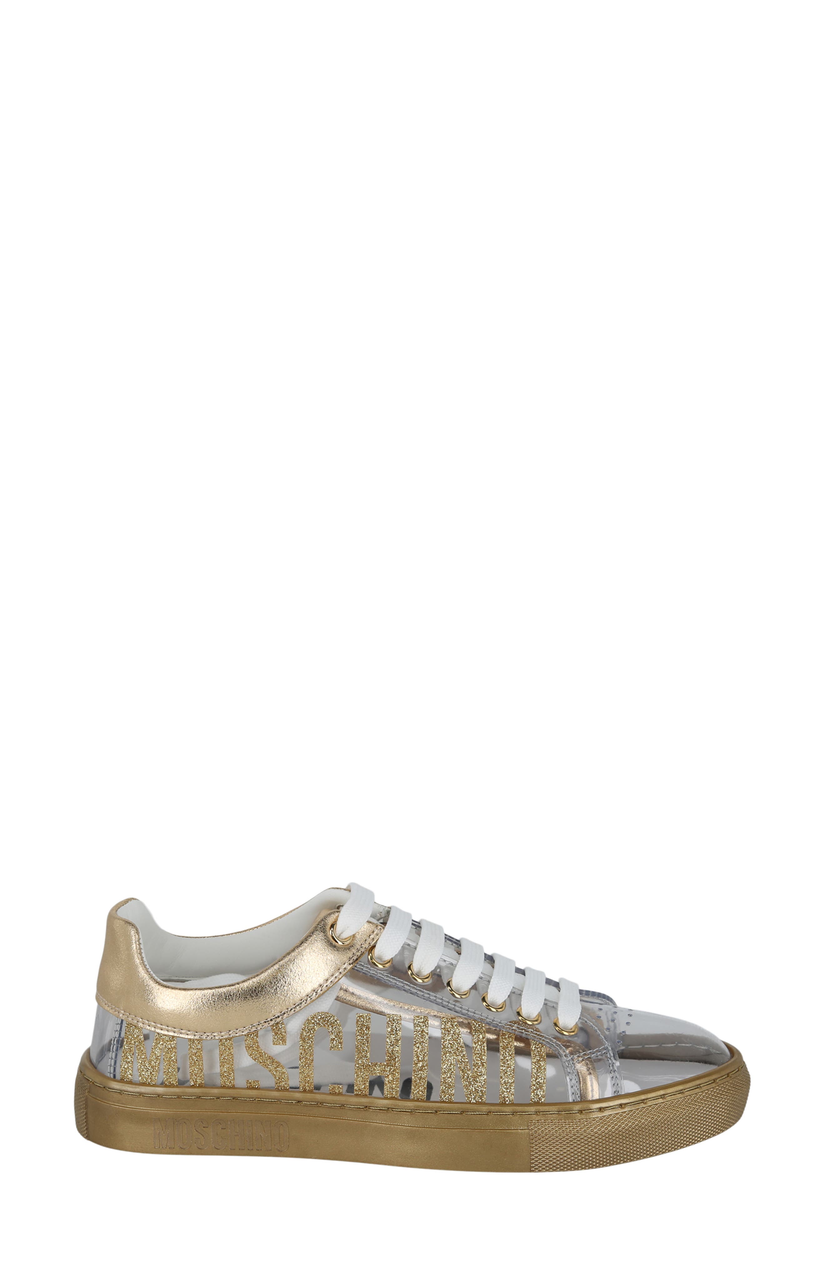 Moschino Metallic Low Top Sneaker, Alternate, color, Gold