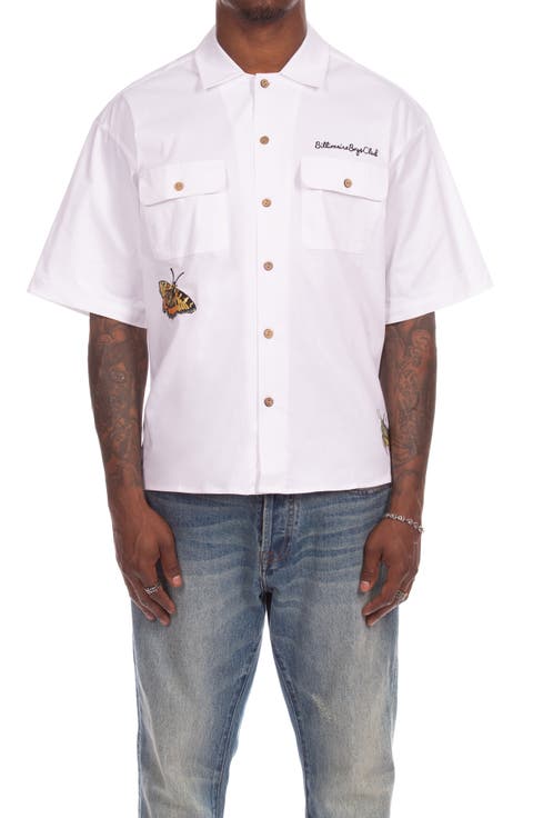 BB Aura Oversize Short Sleeve Cotton Button-Up Work Shirt